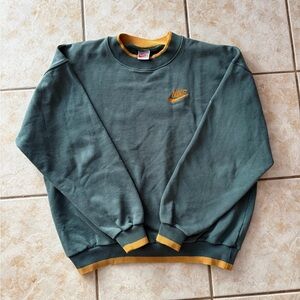 Nike Men's Olive and Mustard Crewneck Sweater